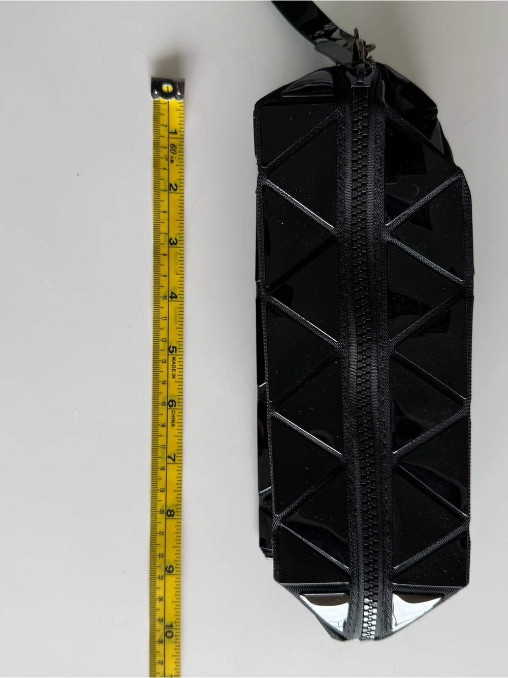 Black Geometric Glossy Pouch